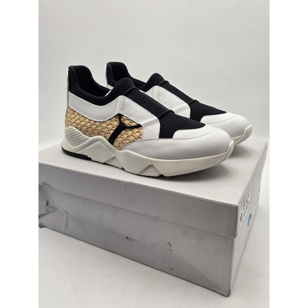 Clergerie SALVY Shoes Mens Size 9.5 White Black Slip‎ On Leather Sneaker New
